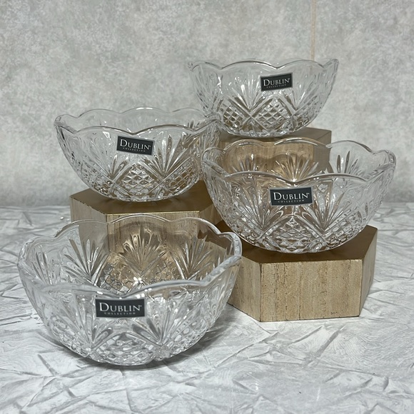Crystal dessert bowls set of 4  Shannon by Godinger NEW IN BOX - Picture 2 of 9